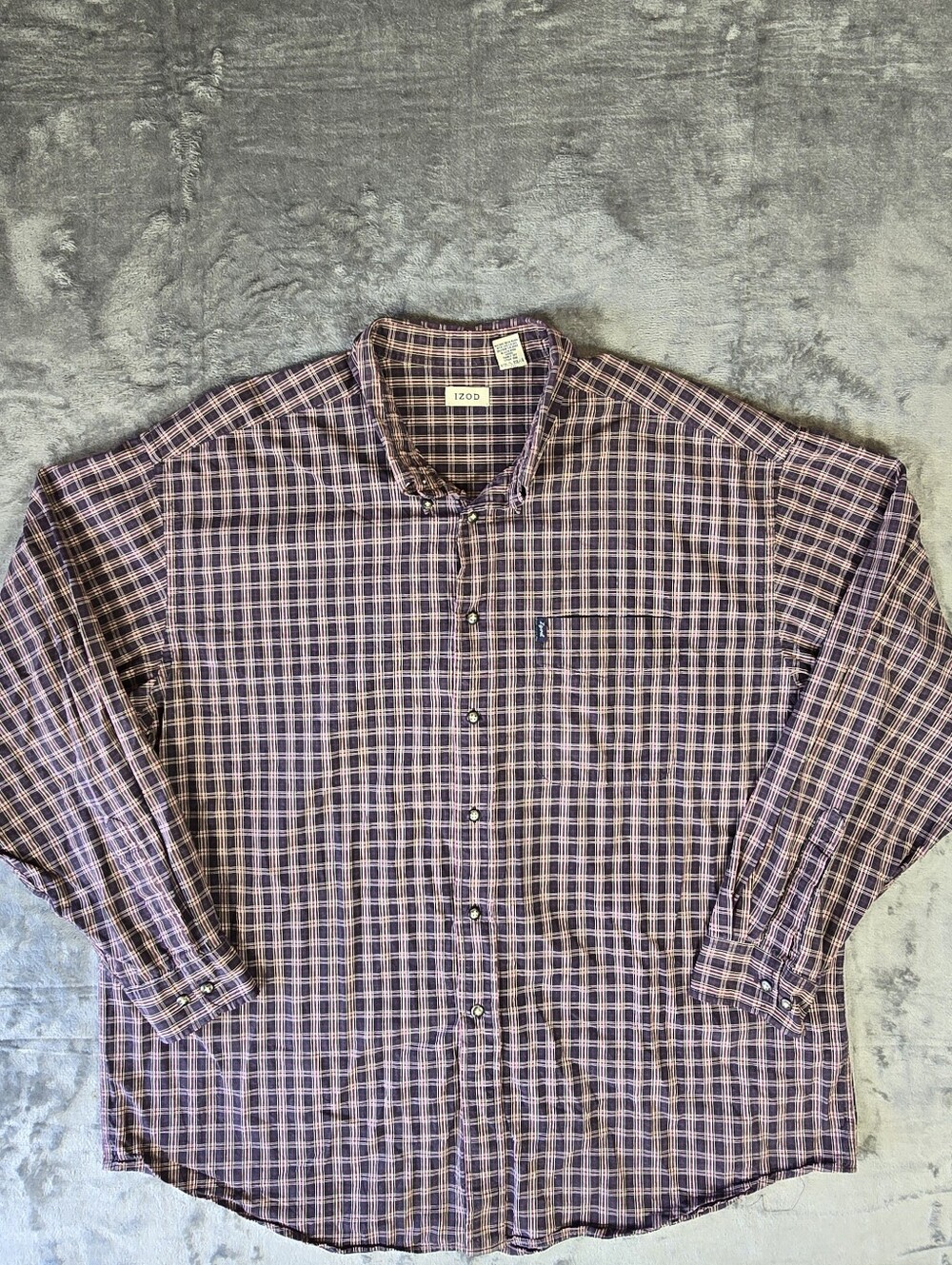 Vintage Izod Plaid Button Down Shirt Size 2XL